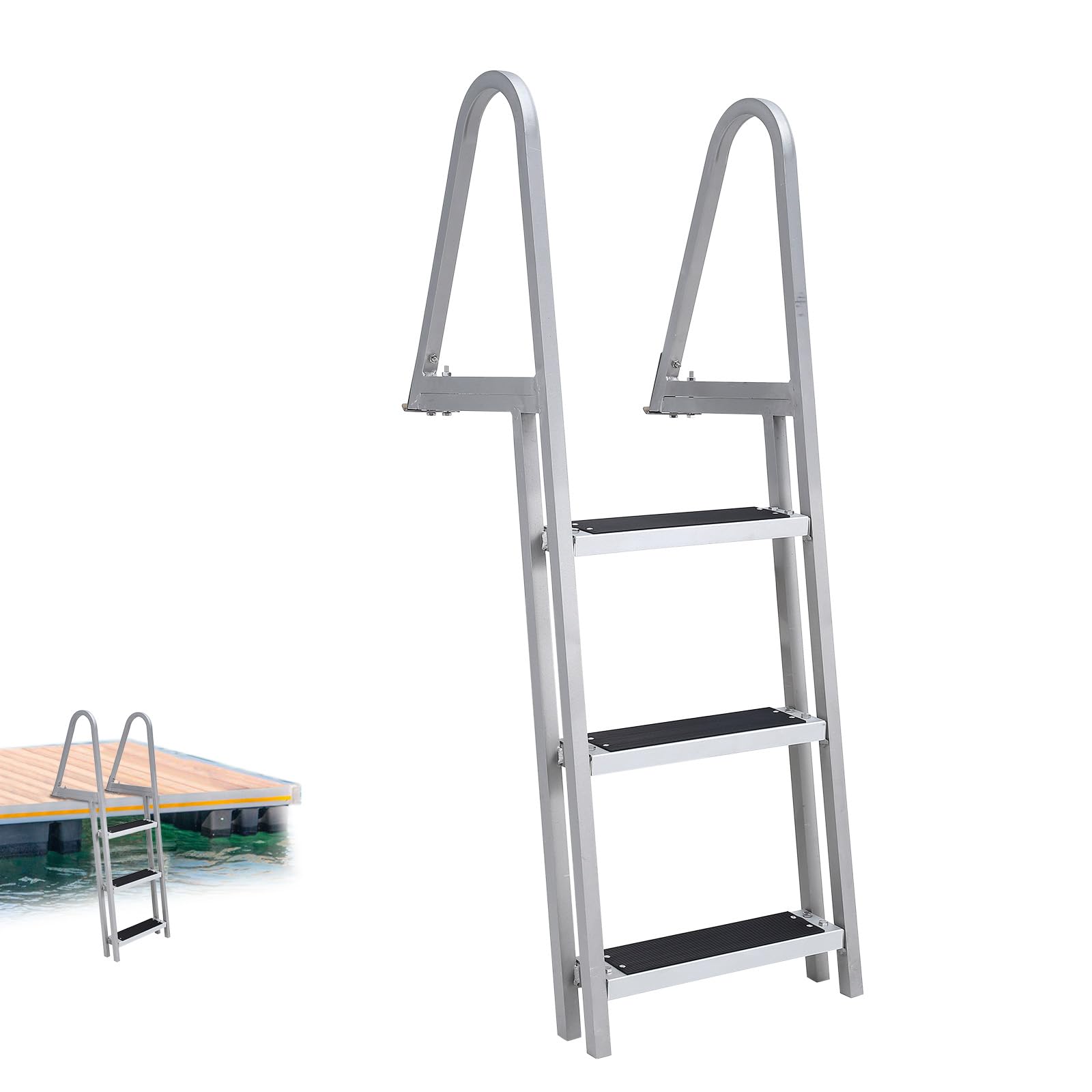 Garvee 1-3 Dock Ladder 4 Steps Aluminum Pool Stairs Anti-Slip Marine Boarding