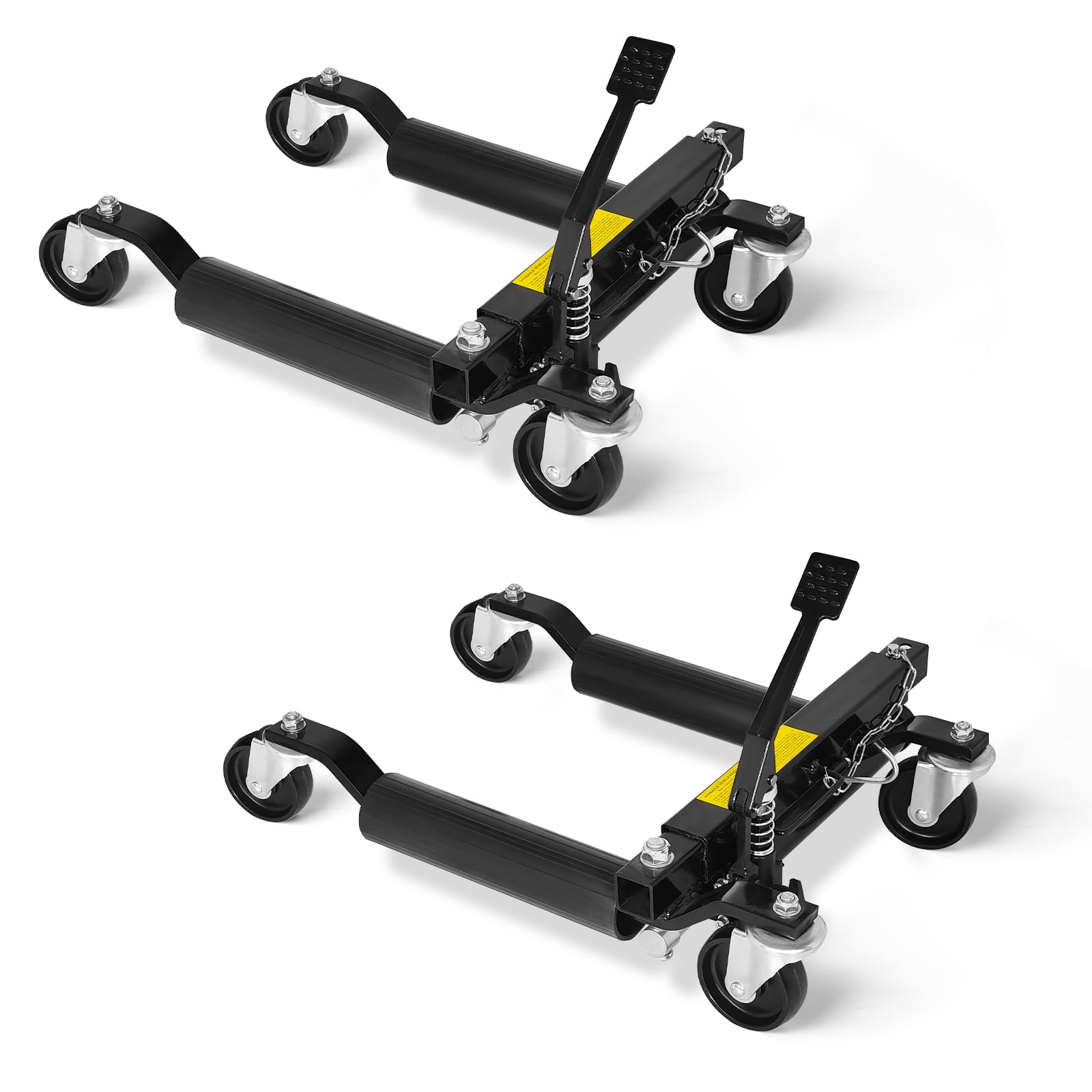 Garvee 2 Pack Car Wheel Dolly 3000-lbs Load Capacity Mechanical Heavy Duty Vehicle Positioning with Ratcheting Foot Pedal Steel Construction for Car T
