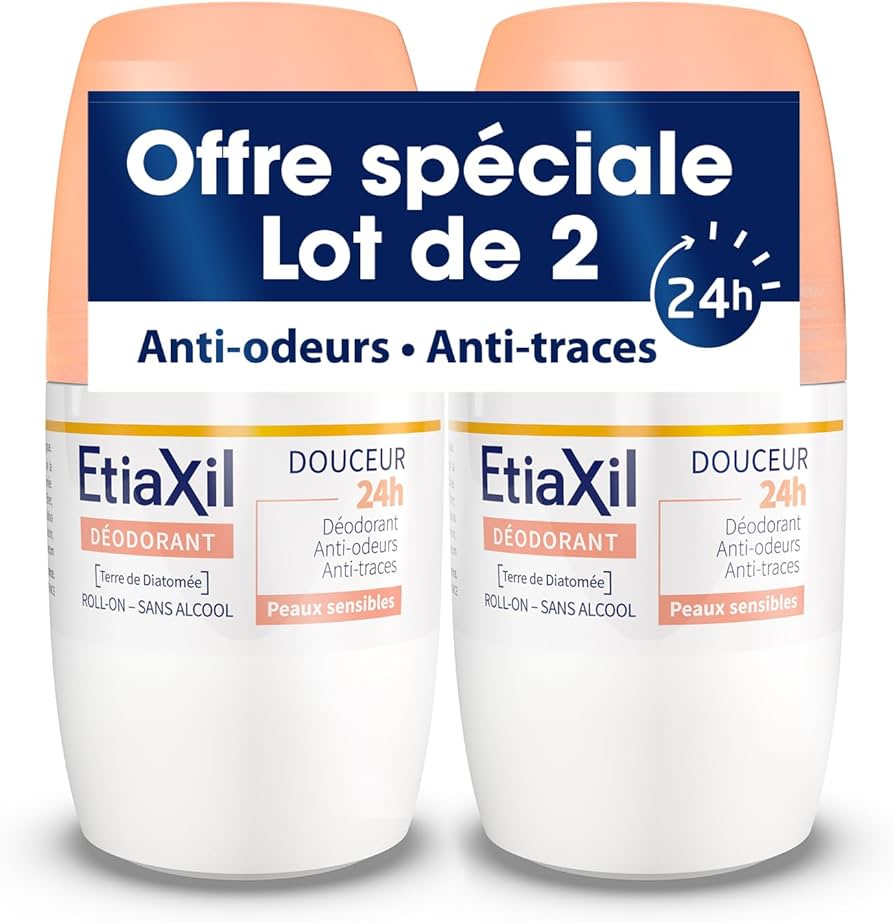 Etiaxil Delicate Deodorant 24H Without Aluminium Rollon Pack 2x50ml