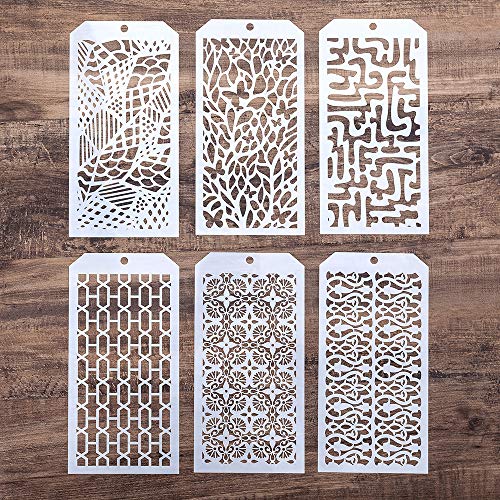 DIY Decorative Stencil Template for Scrapbooking Painting on Wall Furniture Crafts,Set of 6 (Seamless Geometry)