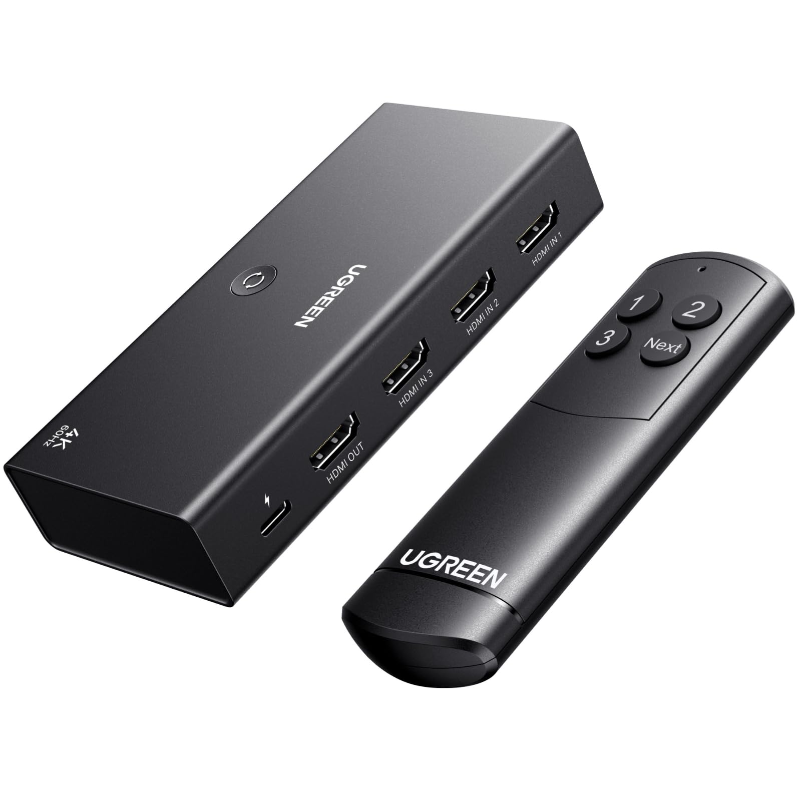 UGREEN HDMI Switch 3 in 1 Out 4K@60Hz, HDMI Splitter mit Fernbedienung Unterstützt HDR10+ CEC HDCP2.2 Kompatibel mit Switch PS5-4-3 Xbox Blu Ray Play