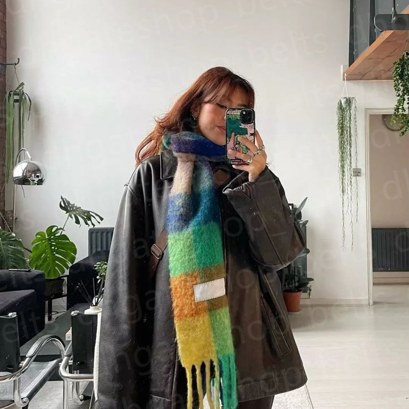 womens scarf for Mens designer mens scarf Multi grid pattern Woolen yarn tassels keep warm cashmere shawl women embroidered tags wraps Scarves Size