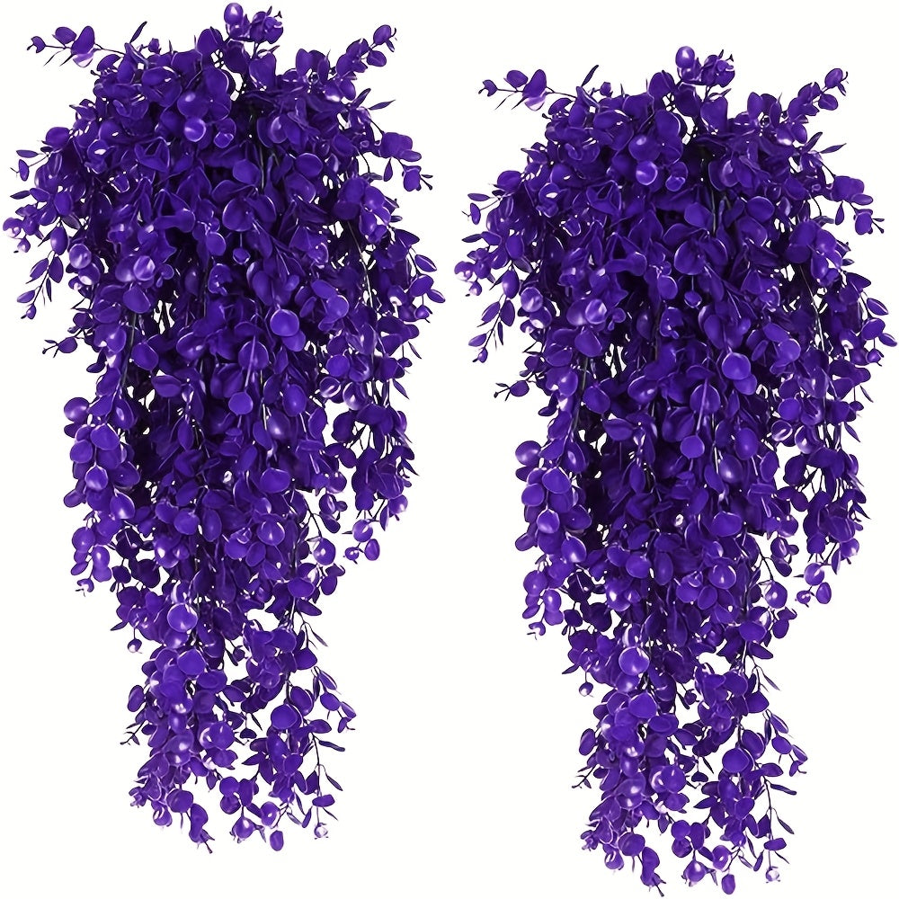 TEMU 2pcs Purple Artificial Eucalyptus Vine Plants, Realistic Hanging Decor For Home, Office & Patio - No Electricity Or Batteries Needed