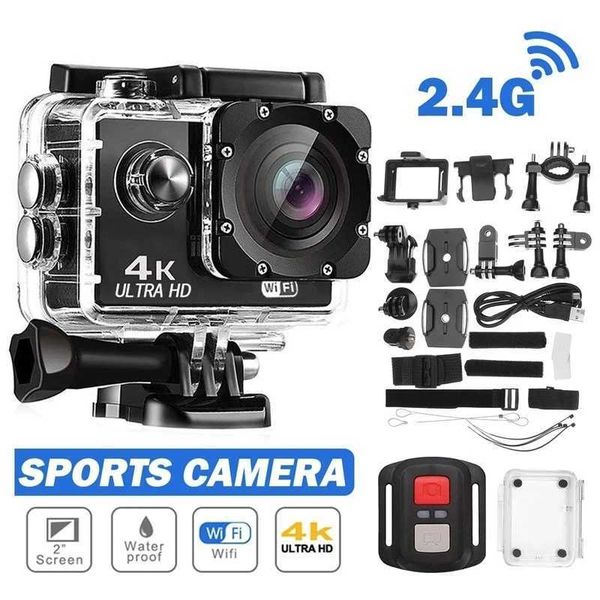 Sports Action Video Cameras Action Camera Ultra HD 4K-30f WiFi 2.0-inch 170D Underwater Waterproof Helmet Video Recording Cameras Sport Cam