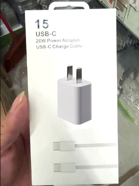 2 in 1 Set 20W PD Type C USB Charger Kit USB-C Cable Fast Charging EU US Plug Adapter Quick Chargers For iPhone 15 14 13 12 11 Pro Max and S