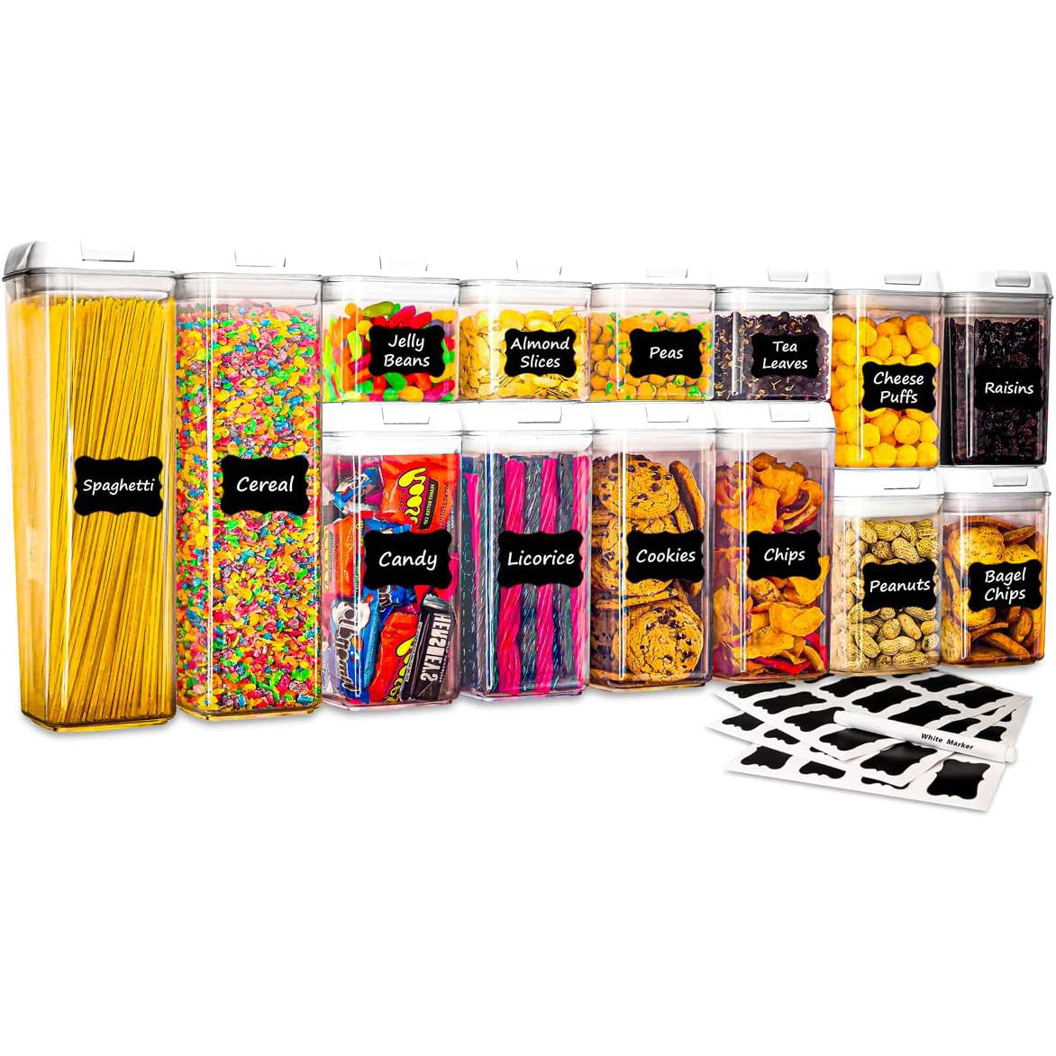 TEMU 14 Pack Airtight Food Storage Containers Set W-lids For Kitchen & Pantry Organization - Bpa-free For Cereal, Pasta, Rice, Vegetables & Flour -