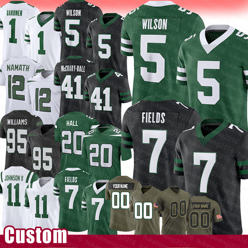 Garrett Wilson Justin Fields Football Jerseys Sauce Gardner Joe Namath Marcelino McCrary-Ball Jamien Sherwood Quinnen Williams Breece Hall Jermaine
