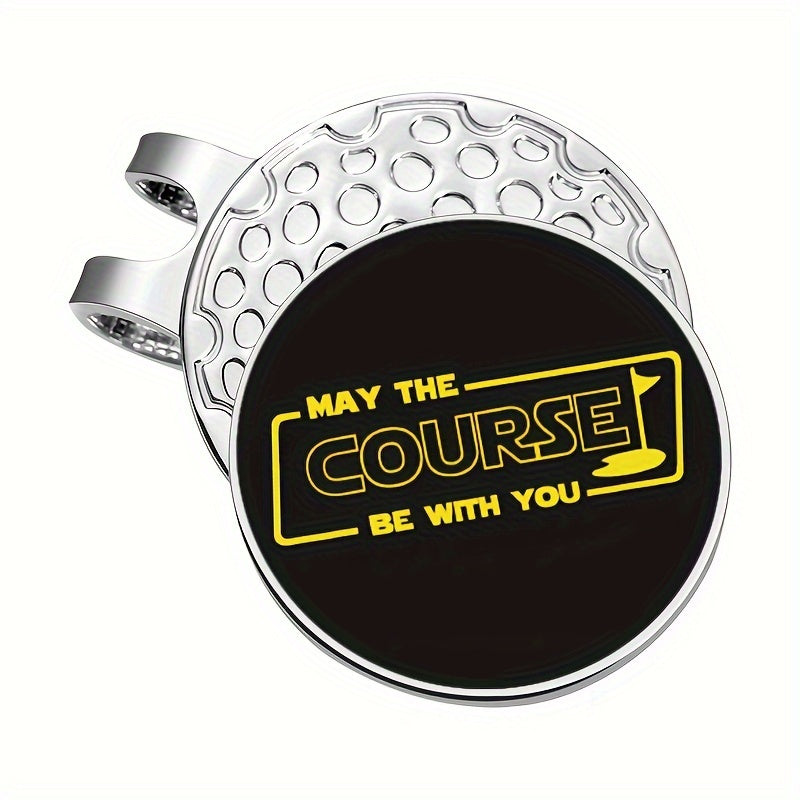 TEMU 1pc 'may The Course Be ' Golf Ball Marker With Magnetic Hat Clip - Premium Iron, Soft Magnet Colors, High Quality Design, Perfect Gift For Golf