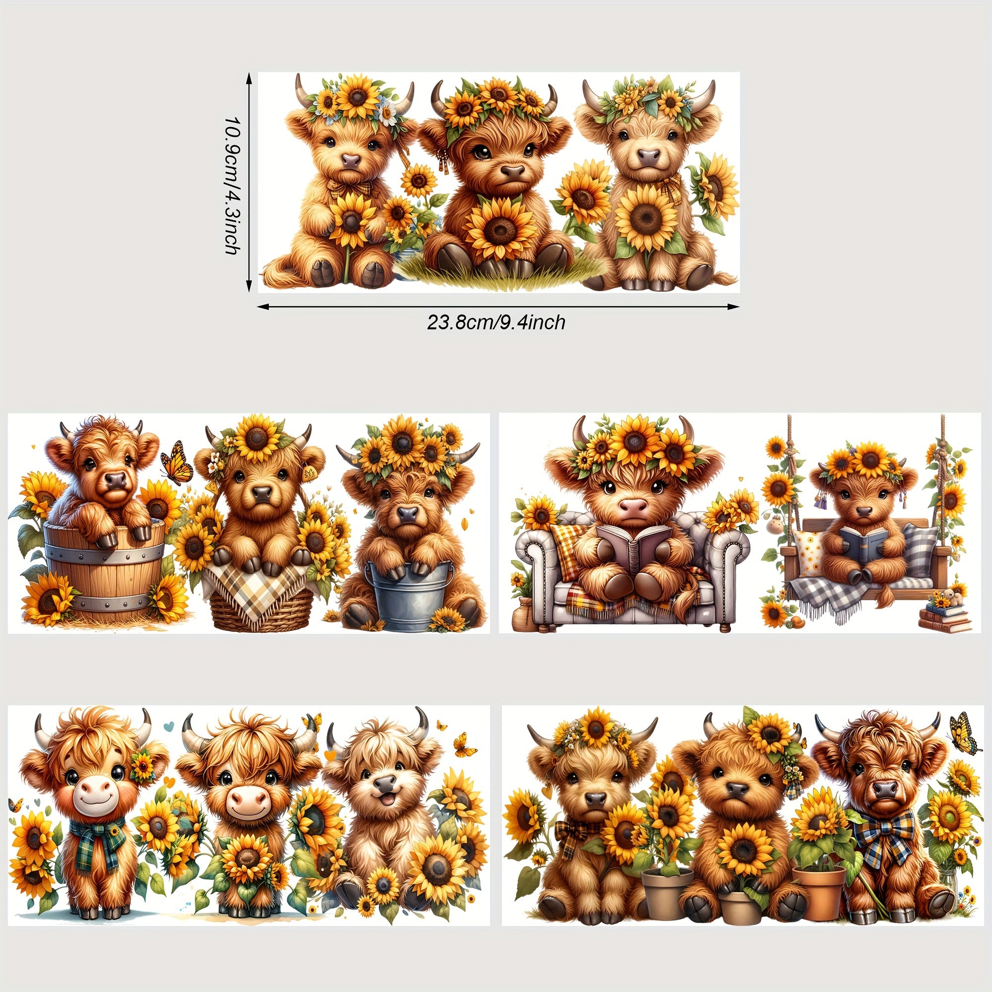 TEMU 5 Sheet Animal Uv Dtf Transfer Stickers, For Glass , Waterproof Decals, Plastic Adhesive Label For Bottles And Cups Decor