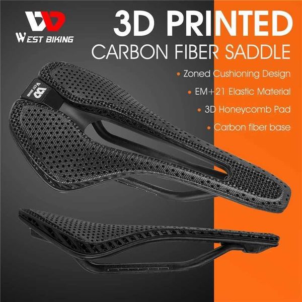 Bike Saddles WEST BIKING Bicycle 3D Printed Saddle Carbon Fiber Saddle Road Mtb Mountain Bike Bicycle Saddle For Cycling Saddle Bicycle Part