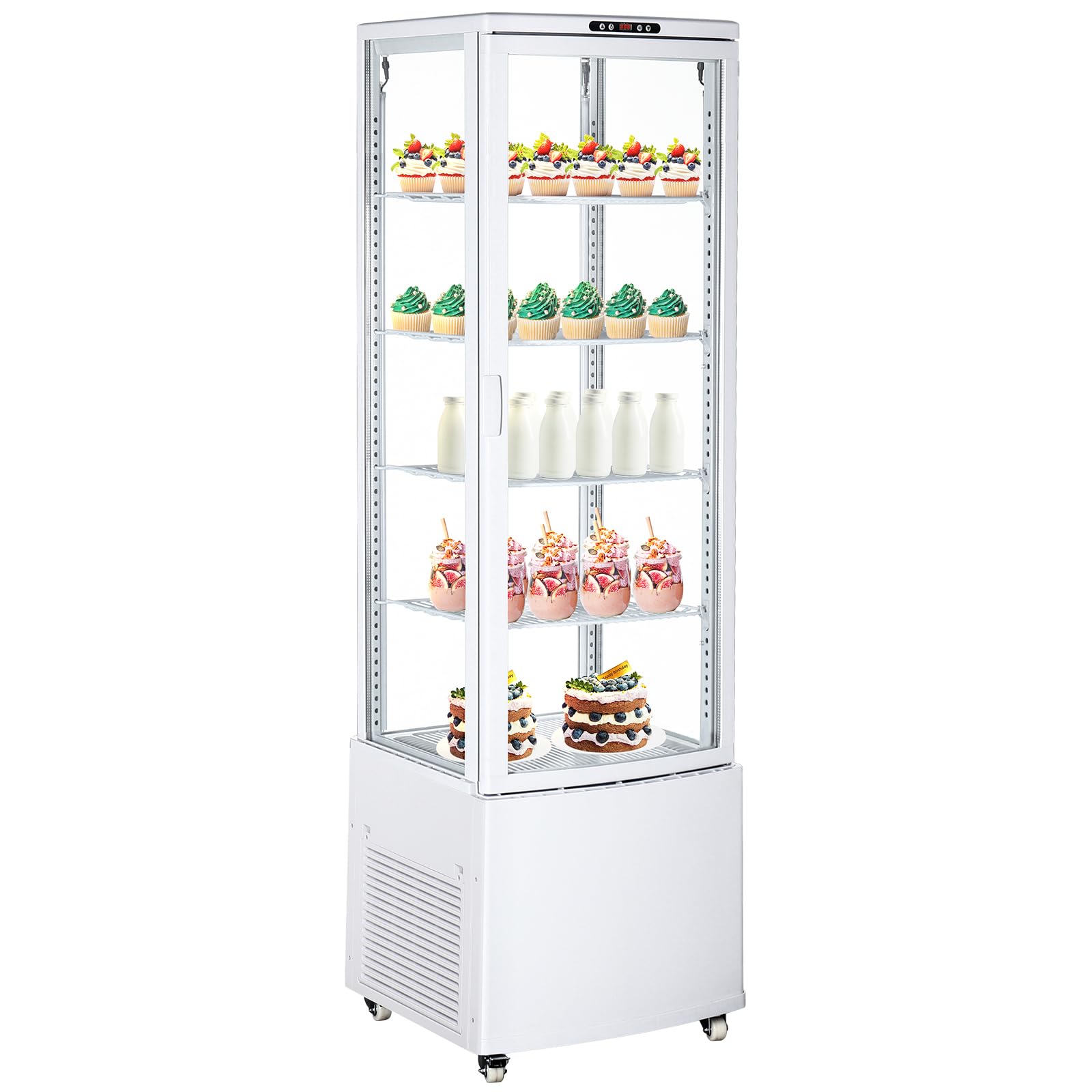 Garvee Commercial Display Refrigerator - 235L - 8.3 Cu. Ft with Adjustable Shelving, Double-Paned Glass, LED Lighting, Auto Defrost, Compact Counterto