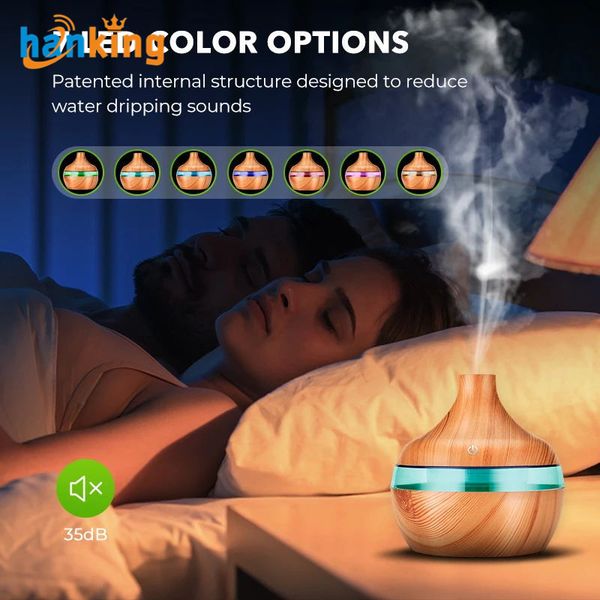 300ML USB Air Humidifier Electric Aroma Diffuser Mist Wood Grain Oil Aromatherapy Mini Have 7 LED Light For Car Home Office H017