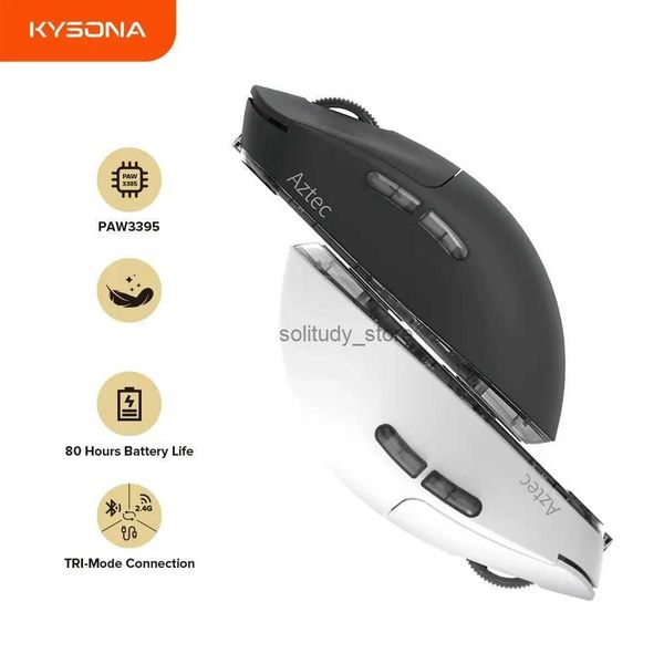 Mice Kysona Aztec PAW3395 Wireless Gaming Mouse 55g Ultra-Light 26000DPI 6 Buttons 90 Million Optical Computer Mice For Laptop PC Q240613