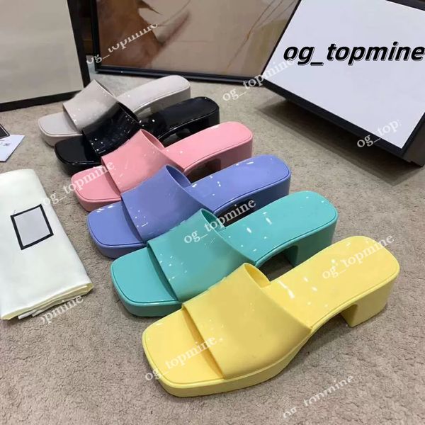 Womans Sandal Rubber Beach Slippers High Heels Platform Slide Slipper Candy Colors Black Pink Green Outdoor Slides Flip Flops Sandals Slider