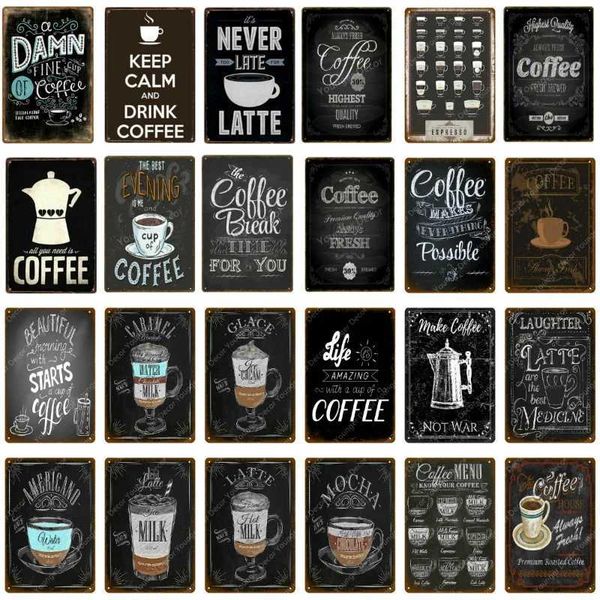 Coffee Menu Plaque Home Bar Cafe Vintage Wall Decor Art Metal Tin Signs Pub Tavern Retro Decorative Plates Metal Poster YJ177XJ250116