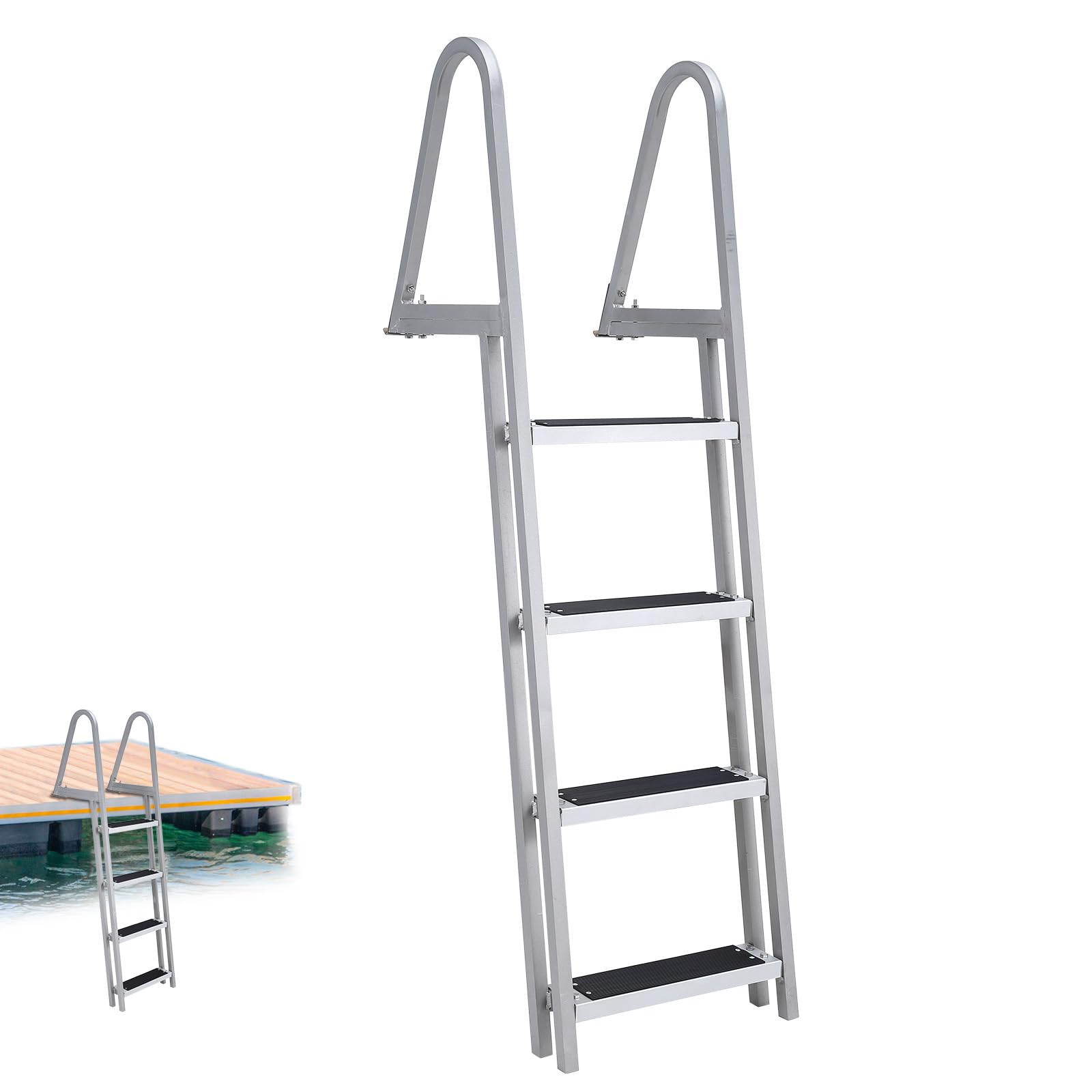 Garvee 1-4 Dock Ladder 4 Steps Aluminum Pool Stairs Anti-Slip Marine Boarding