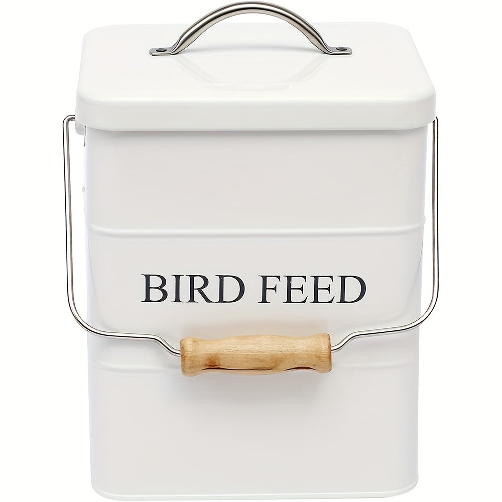 TEMU Bird Seed Storage Tin With Lid White Metal Bird Food Storage Container Tight Fitting Lids - Bird Seed Farmhouse Style, Sealed Pet Food Storage