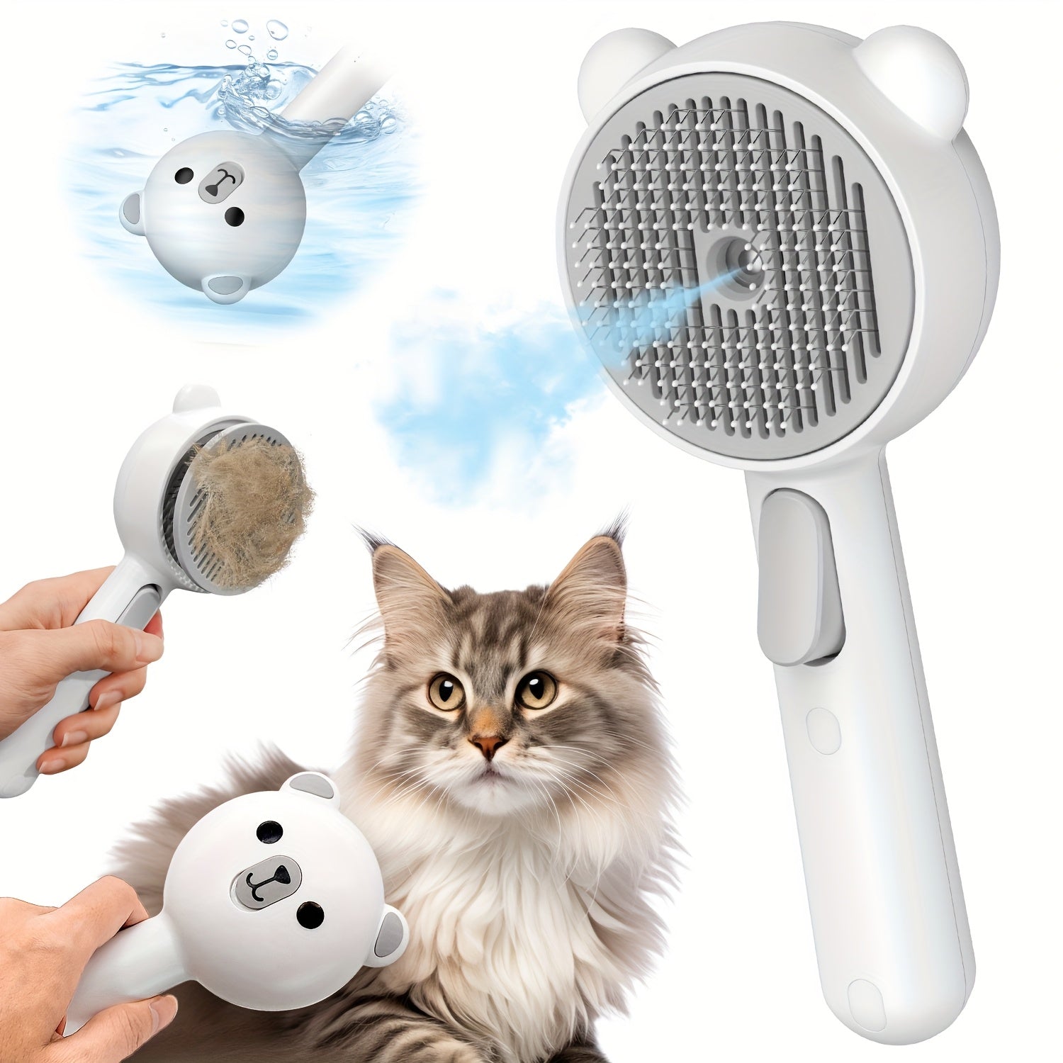 TEMU Cat Steam Brush, 3 In 1 Cat Brush For Shedding & Grooming, Water Brush For , Pet Hair Removal Comb For Long Short Haired Small Animal, Self