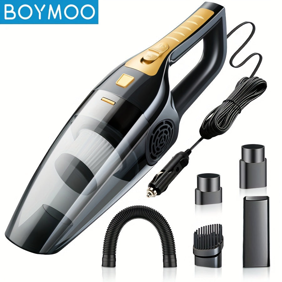 TEMU 12v Wired Car Vacuum Cleaner - Heavy-duty Handheld Corded Power, 200w High-suction (4kpa) Portable Mini Vacuum With Car Plug Plug-in, Large Dust