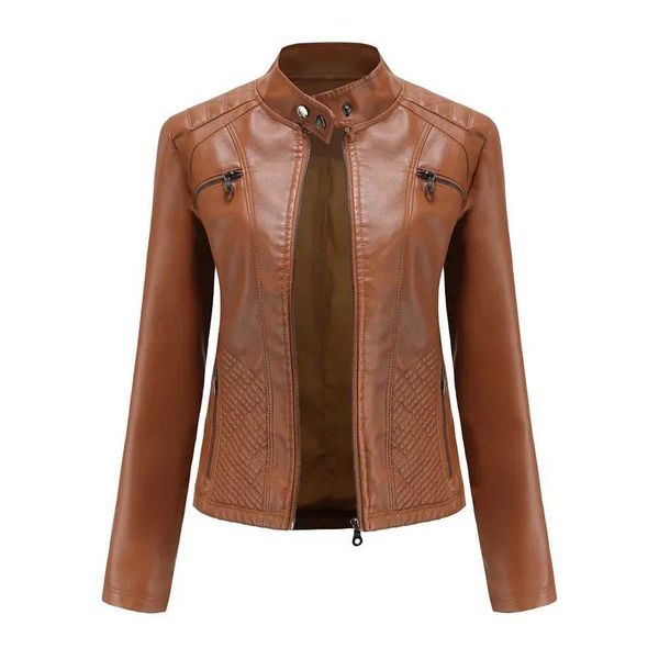 Faux Leather Jacket Women 2024 Spring Autumn Moto Biker Zipper Jacket Fashion New in Outerwears Black Brown Red Pink Coffee XSX240919