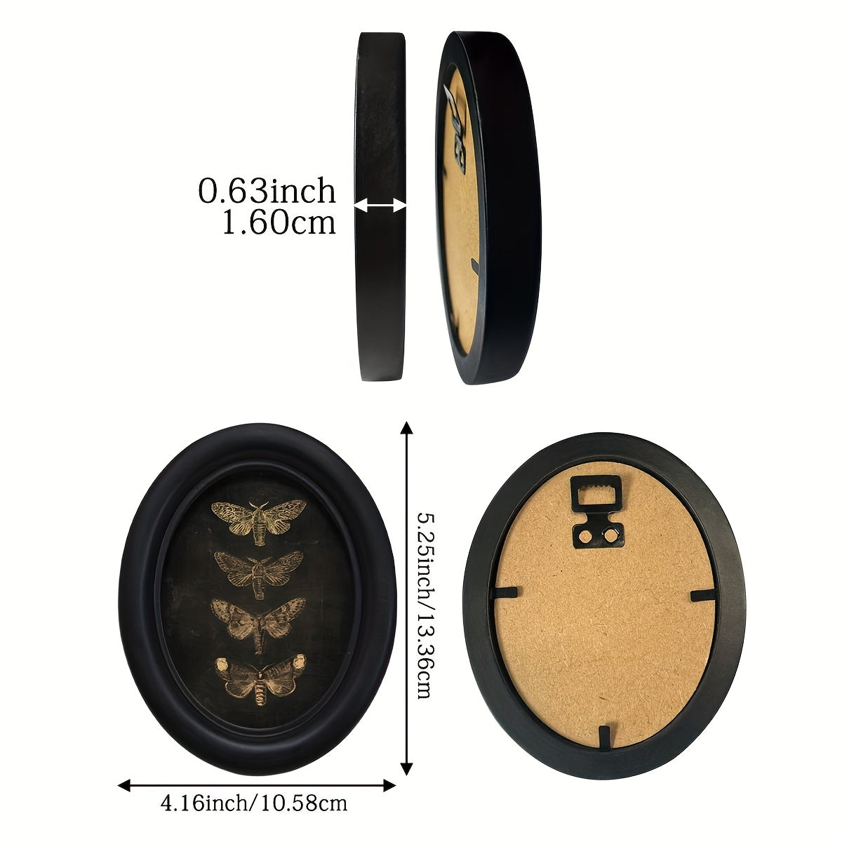 TEMU 1pc, -shaped Circular Wooden Photo Frame (4.16*5.25), Gothic Style, Suitable For Desktop Or Wall Decoration, For Home And Office, Farmhouse Wall