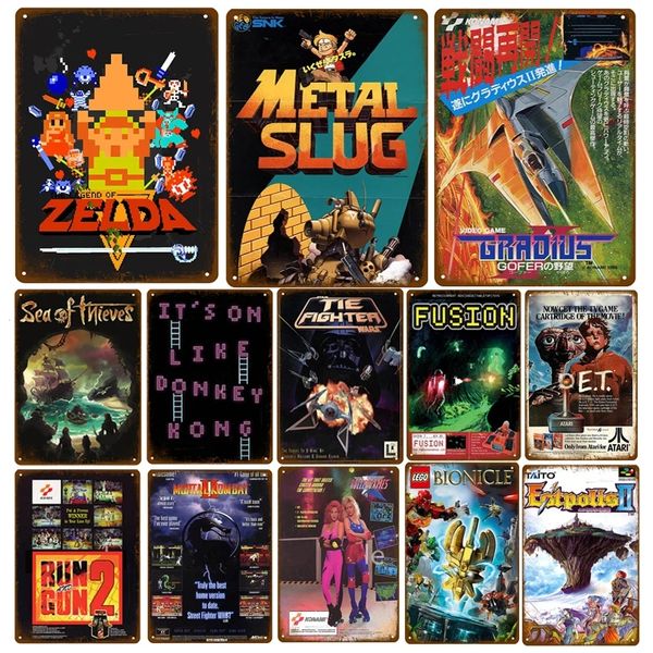 Video games Metal Painting Anime Movie Posters Art Crafts Metal Signs Decor Bar Garage Printed Tin Plate Poster Shabby Plaques Decoration 20