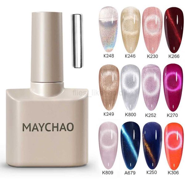 MAYCHAO 12ML cats eye gel nail polish with magnet immersion UV holographic magnetic rainbow gel nail polish used for nail art DIY handle W24