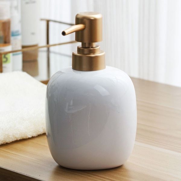 Liquid Soap Dispenser Nordic ceramic hand sanitizer bottle soap dispenser home el press empty bottle shampoo water bottle golden press head