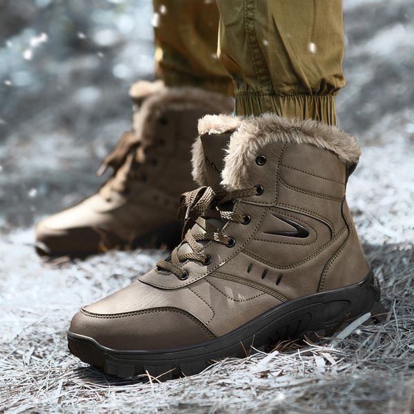 High quality Hot Selling High top lace up plus size cotton shoes men in winter with plush insulation, snow for leisure, Northeast outdoor hi