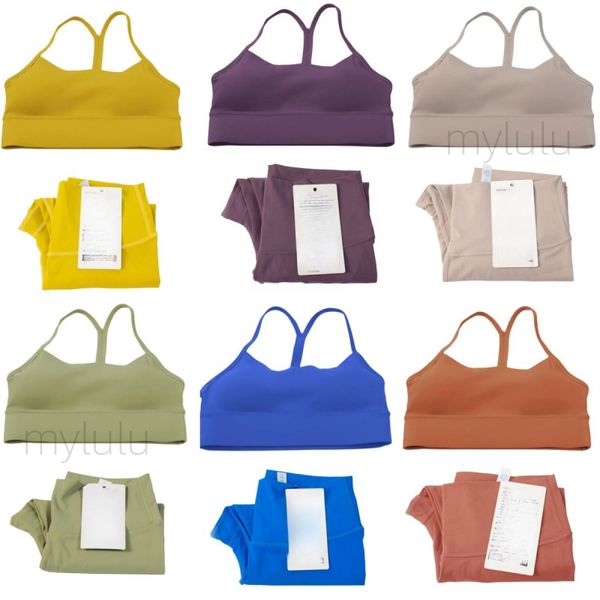 Align Yoga Lemon Set Women 2 Pieces Sportswear Gym Top U-shape Y-shape Bra Fitness High Waist Leggings Workout Sports Clothes Tracksuits Jog