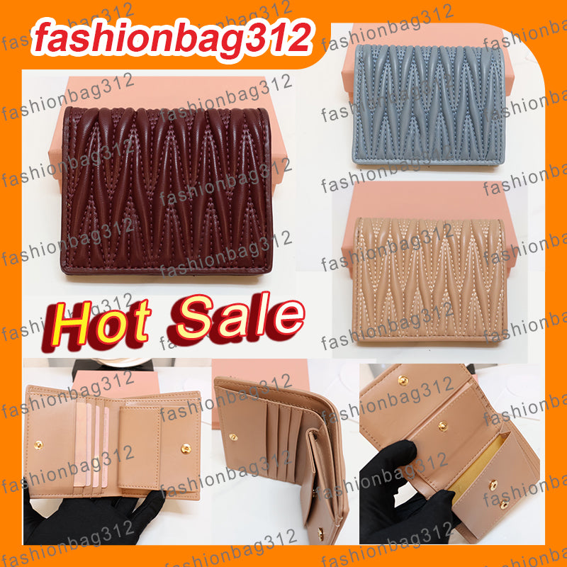 Luxury Coin Purs Designer wallet Credit Card Business Card Card Holders Elegant Double-Fold Wallet Coin Pocket pleat High Quality Genuine Leather Ch