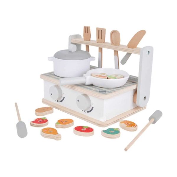 Conjunto de cozinha de cozinha Childrens Toy Grill Grill Fotop Toy com acessórios Game de madeira Childrens Kitchen Toy Holiday Gift para cr
