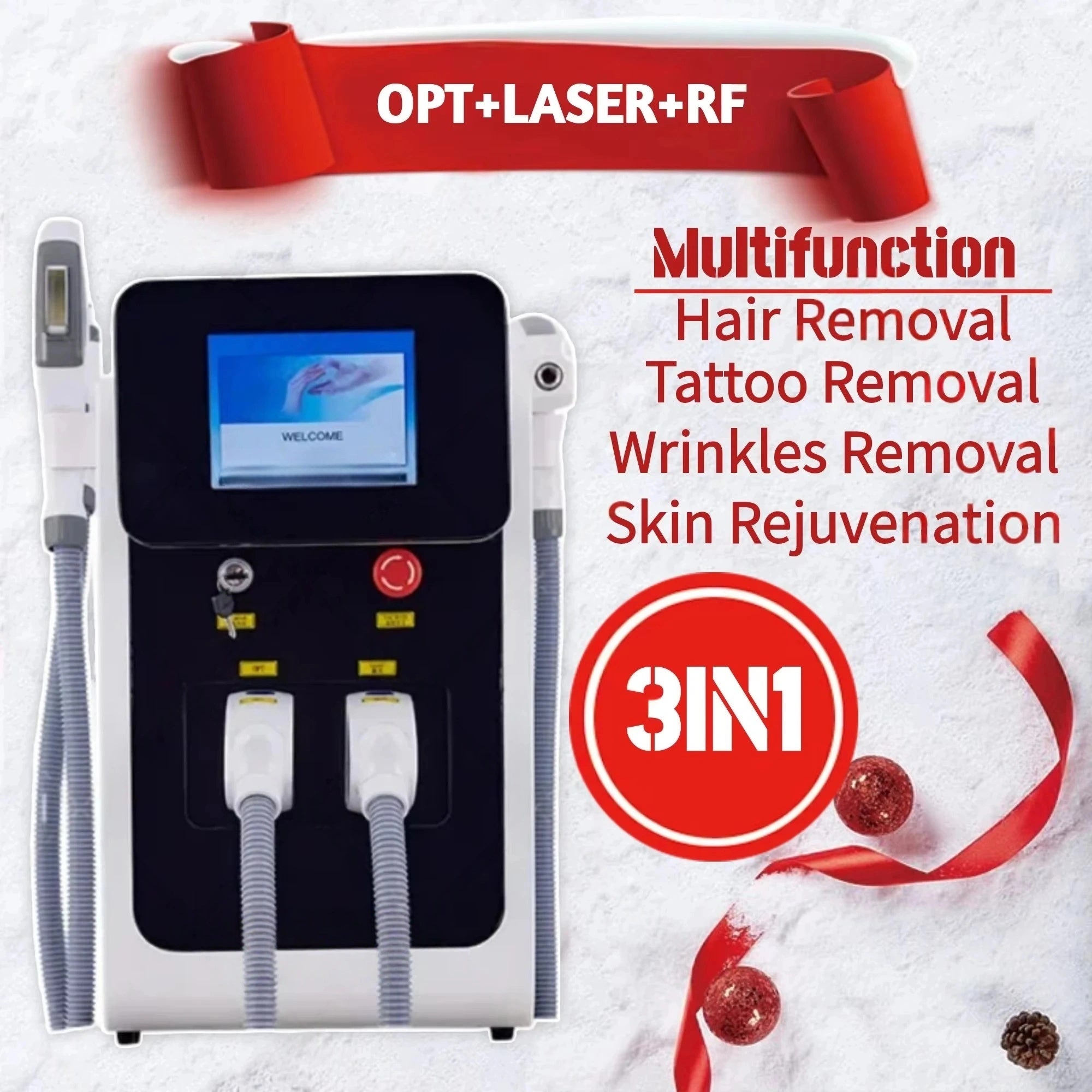 Multi Functional IPL OPT Laser Permanent Hair Removal Tattoo Machine 3 IN 1 ND YAG Q Switch Red Blood Skin Lift Face Lift