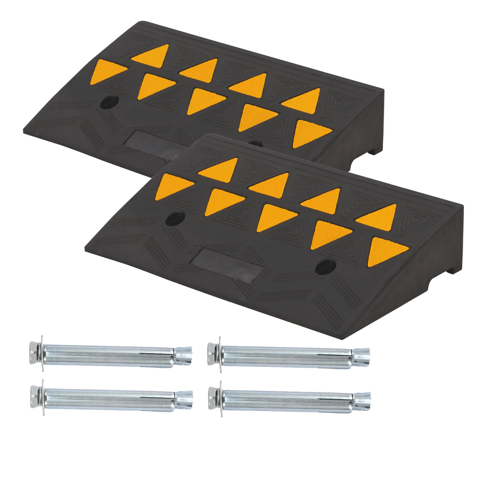 Garvee 2 Pack 4.3" Rise Rubber Threshold Ramp, Heavy-Duty Wheelchair & Scooter Access Ramp, 55000 lbs Capacity, Non-Slip Recycled Rubber, Suitable for