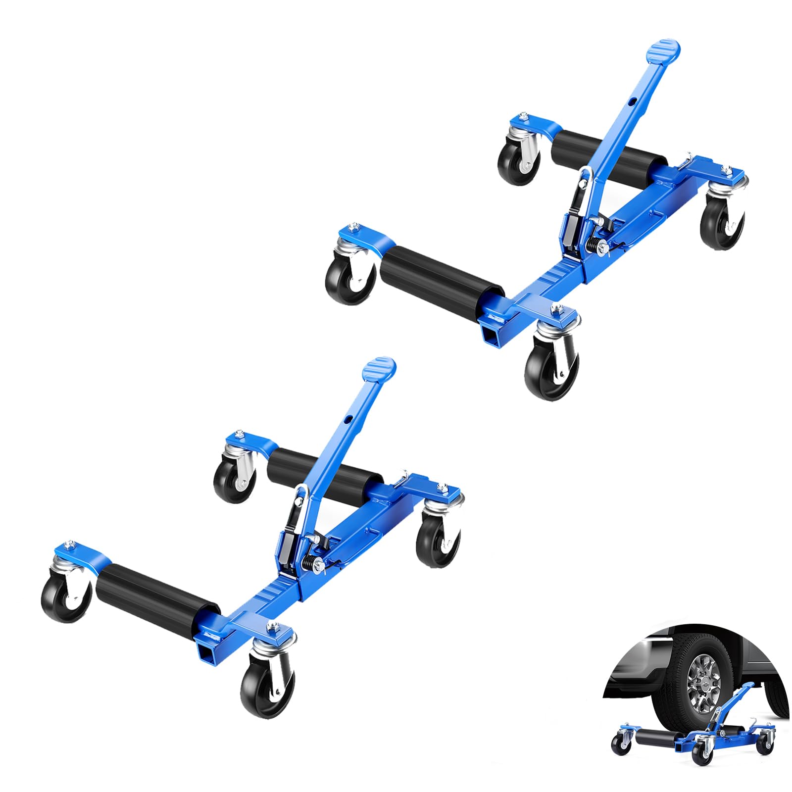 Garvee Mechanical Wheel Dolly Reinforced Steel 1500lbs Capacity 12" Wheel Clearance Rust-Resistant Powder Coating, 2 Packs