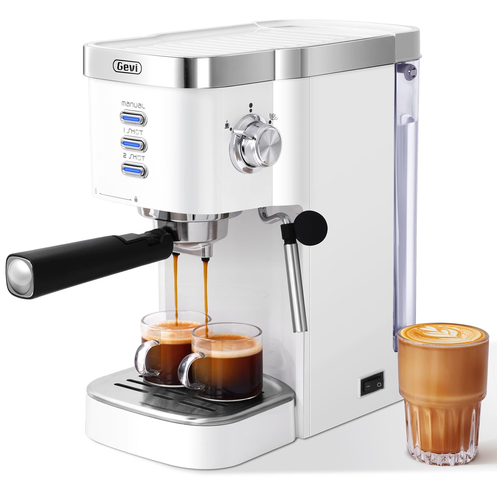 Gevi Espresso Machines 20 Bar Fast Heating Automatic Cappuccino Coffee Maker with Foaming Milk Frother Wand for Espresso, Latte Macchiato, 1.2L Remova