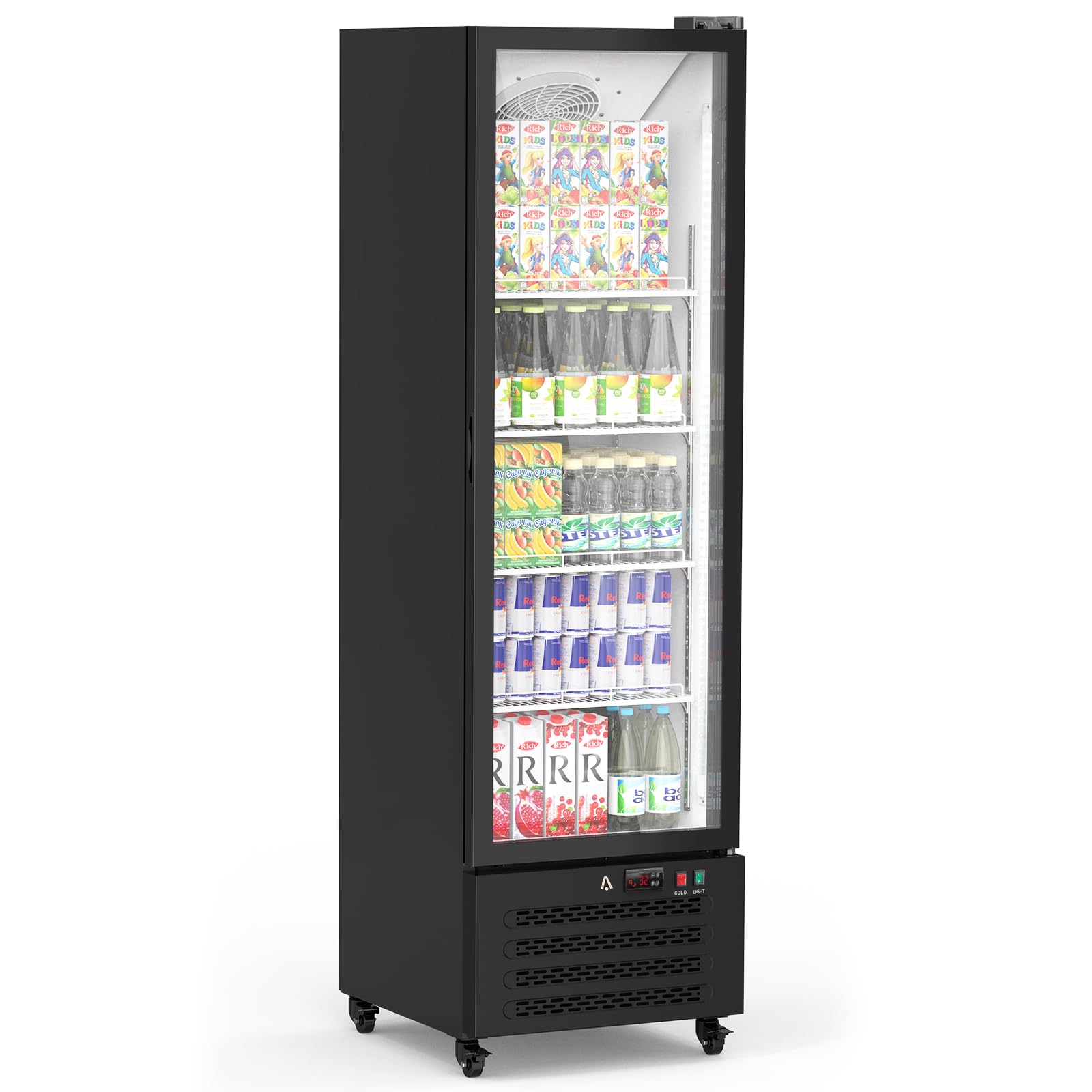 Garvee 328L Commercial Glass Door Display Refrigerator, 11.6 Cu. Ft. Merchandiser Refrigerator Upright Freezer Beverage Cooler, Display Cooler Case Fr