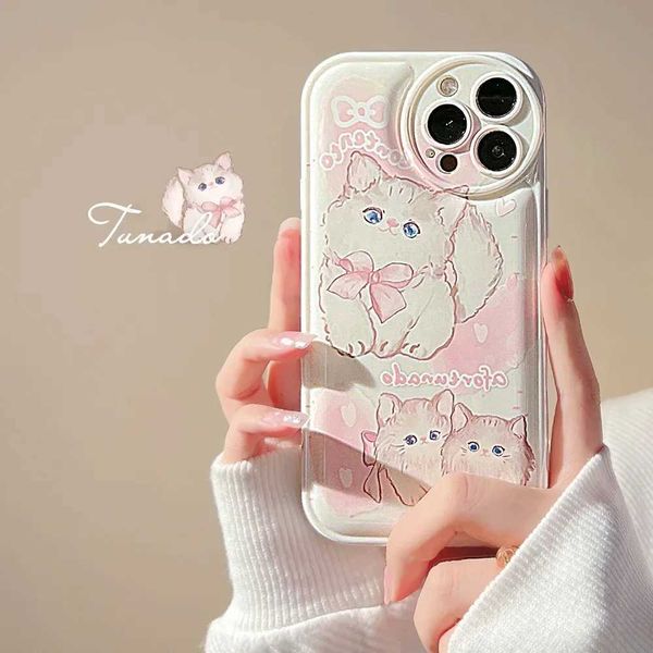 New Arrival Sweet Kawaii Plush Pink Bow Cat Japanese Phone Case Suitable for iPhone 16 15 13 12 Pro Max Xr 14 16 Plus Phone Case Cute and So