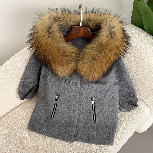 Knitted Sweater Real Coat Natural Fox Fur Jacket Clothes For Women European Fashion Autumn Winter Cardigan Outerwear