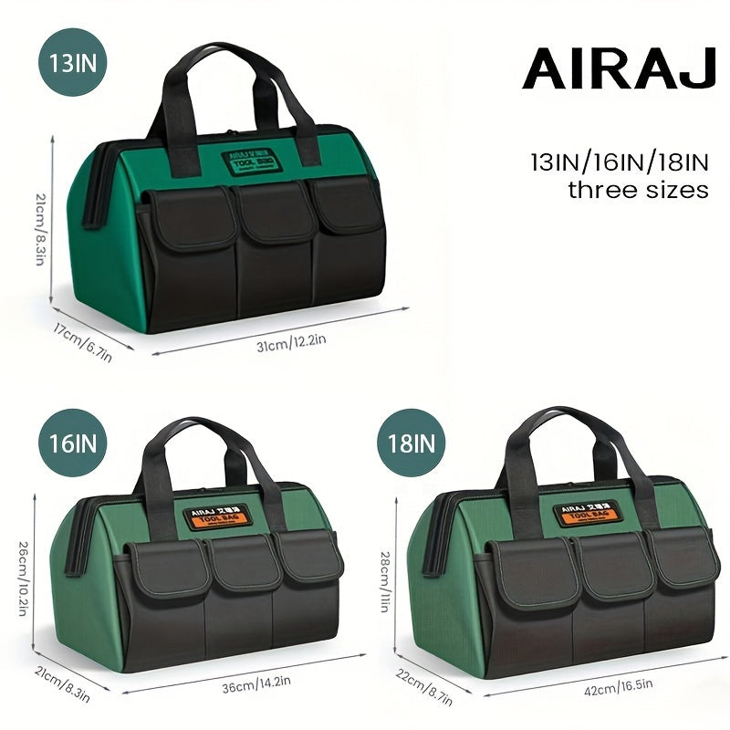 TEMU Airaj 3pcs Set 13-16-18 Inch Heavy Duty Canvases Tool Bag - Wide Mouth Design For & Organization - Secure Carrier With Multiple Inside Pockets -