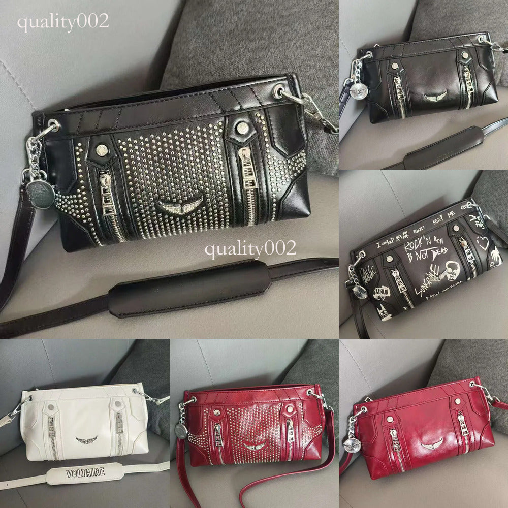 Designer zadigevoltaire bags cross-border exclusive ZV zadicandvoltaire Zadig multifunctional women&#039;s pillowcase Boston large capacity rivet wi