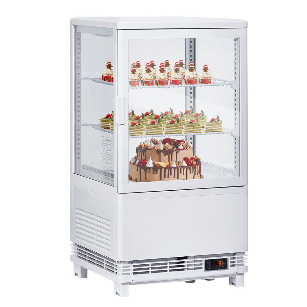 Garvee 58L-2.1 Cu.FT Commercial Refrigerator Display Case, Double-Layered Glass Countertop Bakery Display Fridge with LED Lighting for Store Office