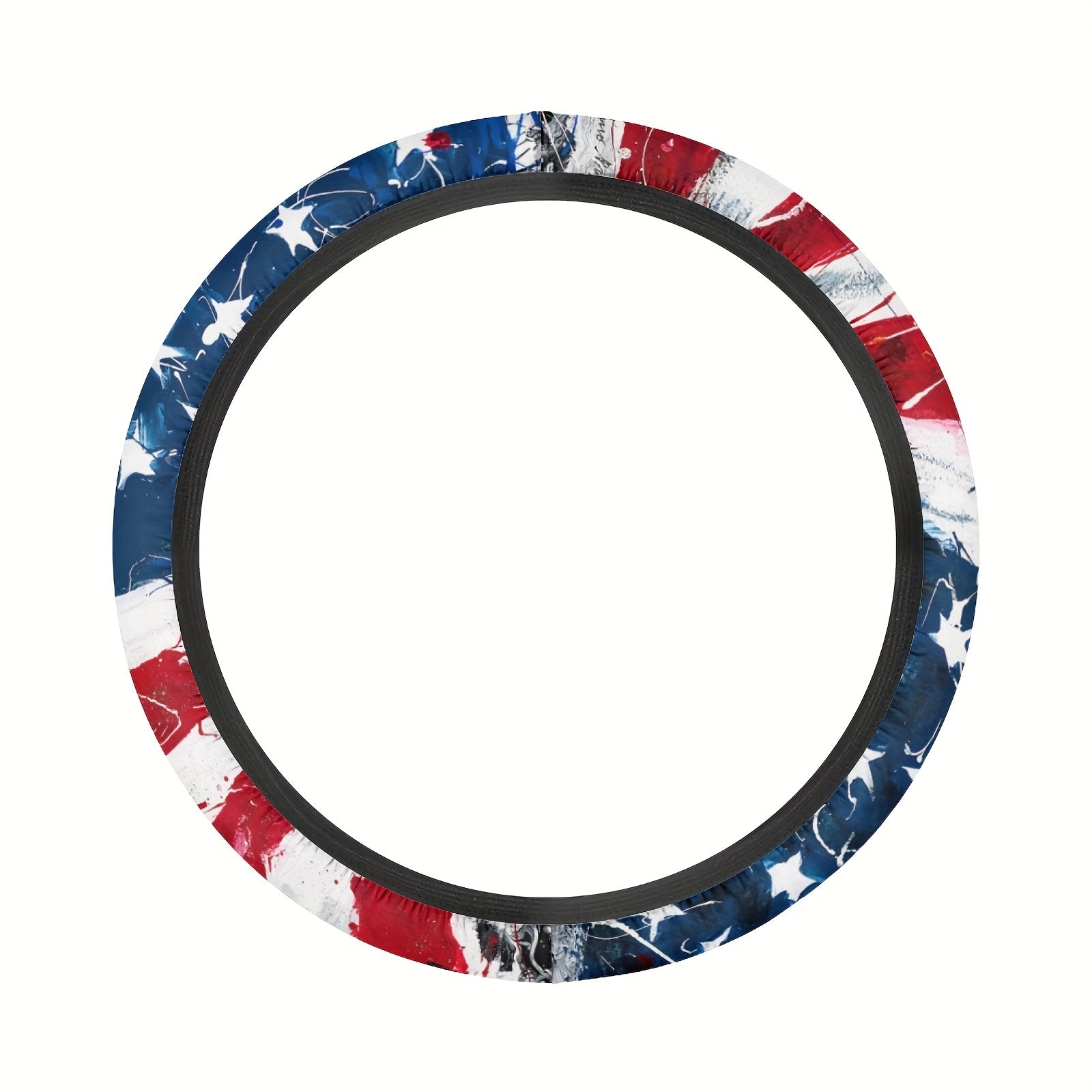 TEMU Patriotic American Flag Steering Wheel Cover - Vintage Watercolor Design, Polyester, No - & Car Interior Decor
