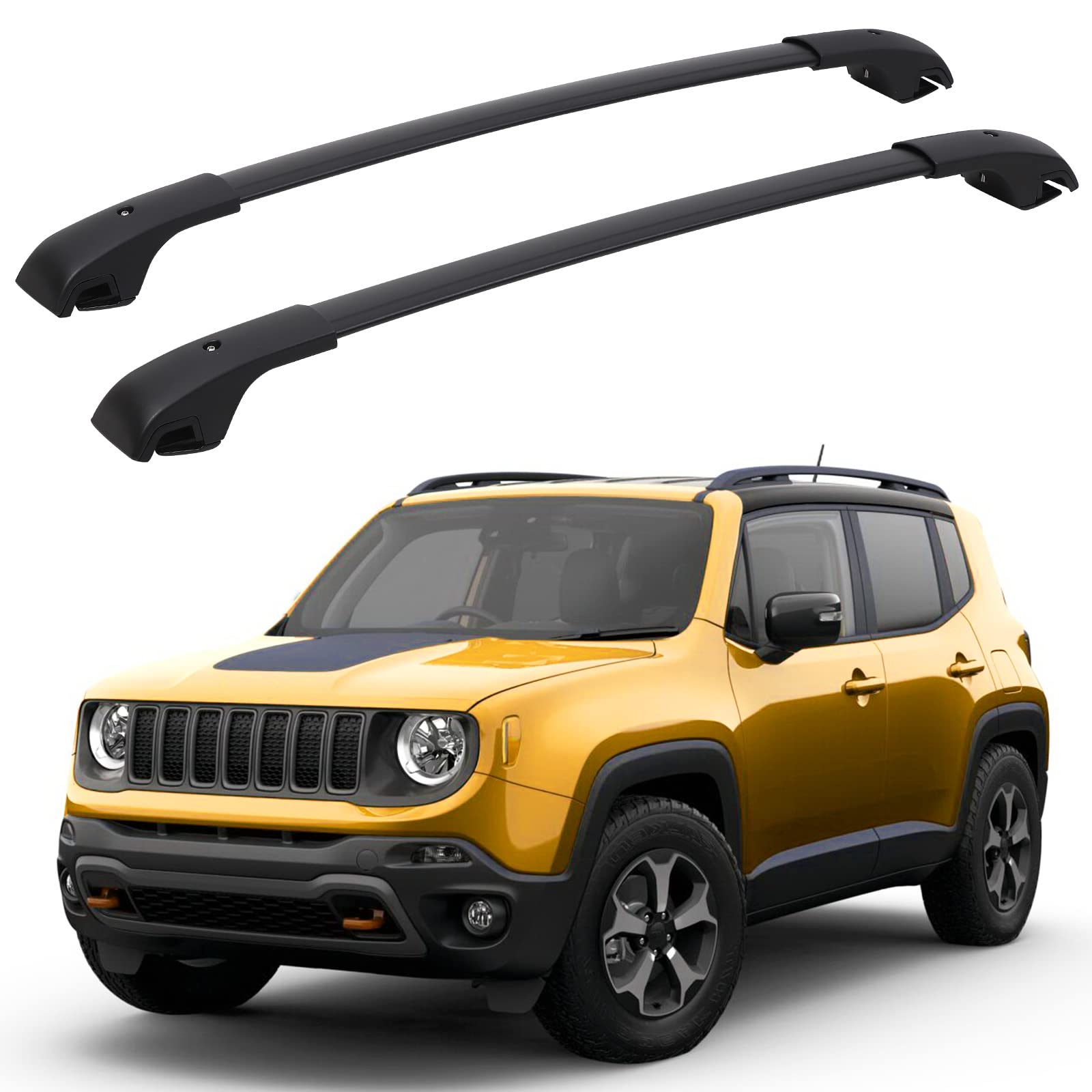 Garvee Car Roof Rack Cross Bars for 2015-2022 Jeep Renegade, Aluminum Roof Bars with Grooved Side Rails for Cargo, Kayak, Bike & Snowboard