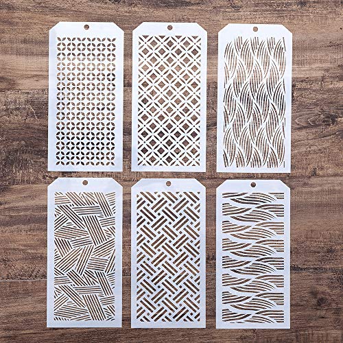 DIY Decorative Wave Stencil Template for Scrapbooking Painting on Wall Furniture Crafts, Set of 6 (Wave)