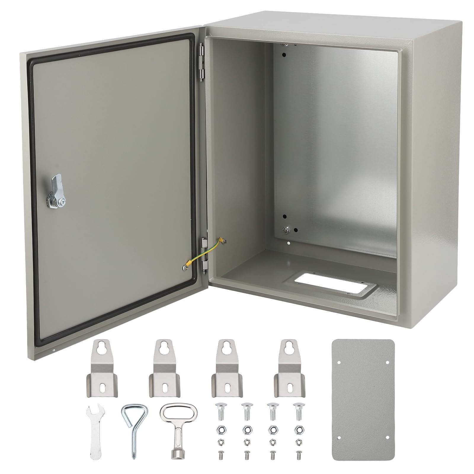 Garvee Stainless Steel Electrical Enclosure Box 20x16x8 inches, IP66 Waterproof & Dustproof,Lock & Mounting Plate,Carbon Steel, Indoor & Outdoor Use
