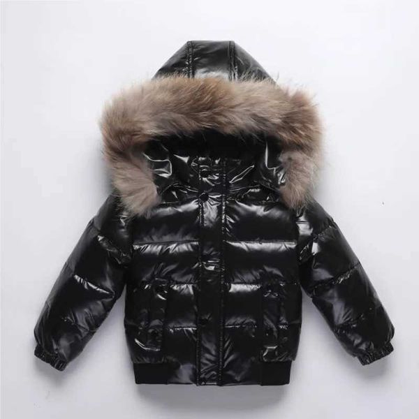 2024 Winter Baby Boys Down Jacket Real Fur Waterproof Shiny Thicken Warm 1-8 Years Outerwear Coat Kids Boy Parka Outfit Z241121