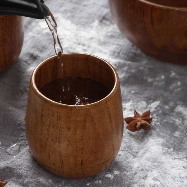 Wooden Big Belly Cups Handmade Natural Spruce Wood Cups Beer Tea Coffee Milk Water Cup Kitchen Bar Party Drinkware CupC241029