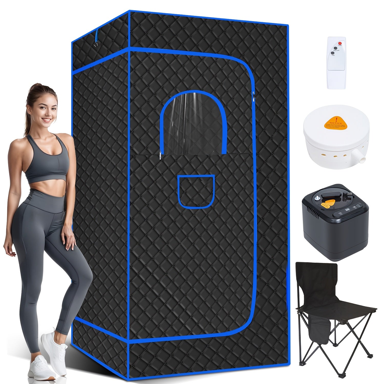 TEMU Portable For Home Full Body Personal Sauna Steam Sauna Tent At Home Spa With 3l 1200w , Timer, Foldable Chair, Remote Control Included
