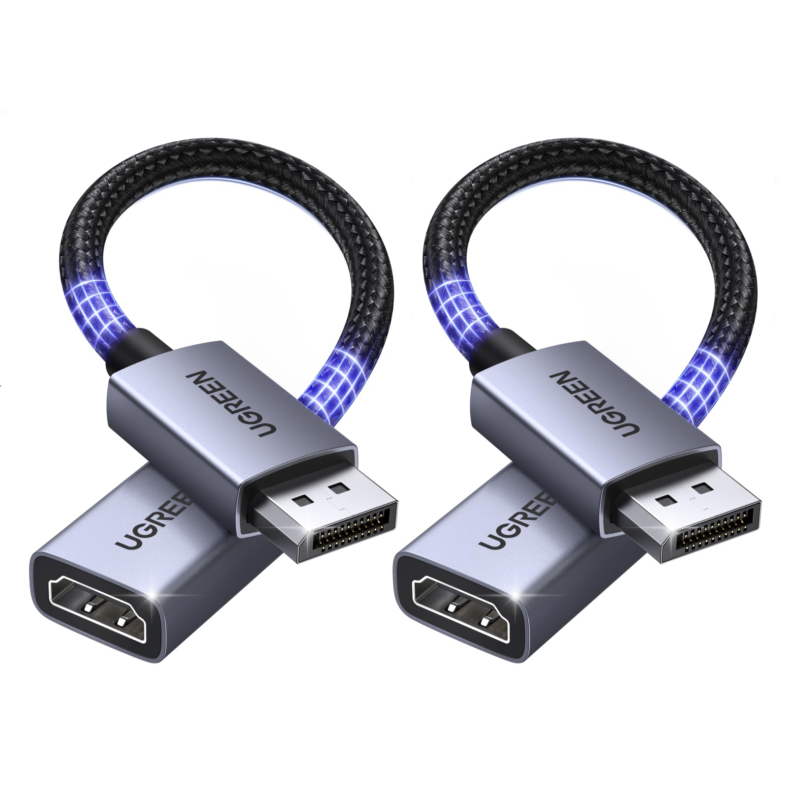 UGREEN 4K Displayport auf HDMI Adapter 2 Stücke 4K@30Hz 2K@60Hz 1080P@120Hz, Unidirektional DP auf HDMI, Kompatibel mit Laptop PC Monitor Grafikkarte